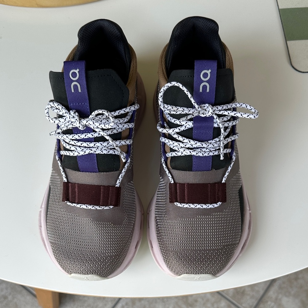 On Running cloudnova Women's Shoes in Black, Purple, and Brown, ( zinc & lily)